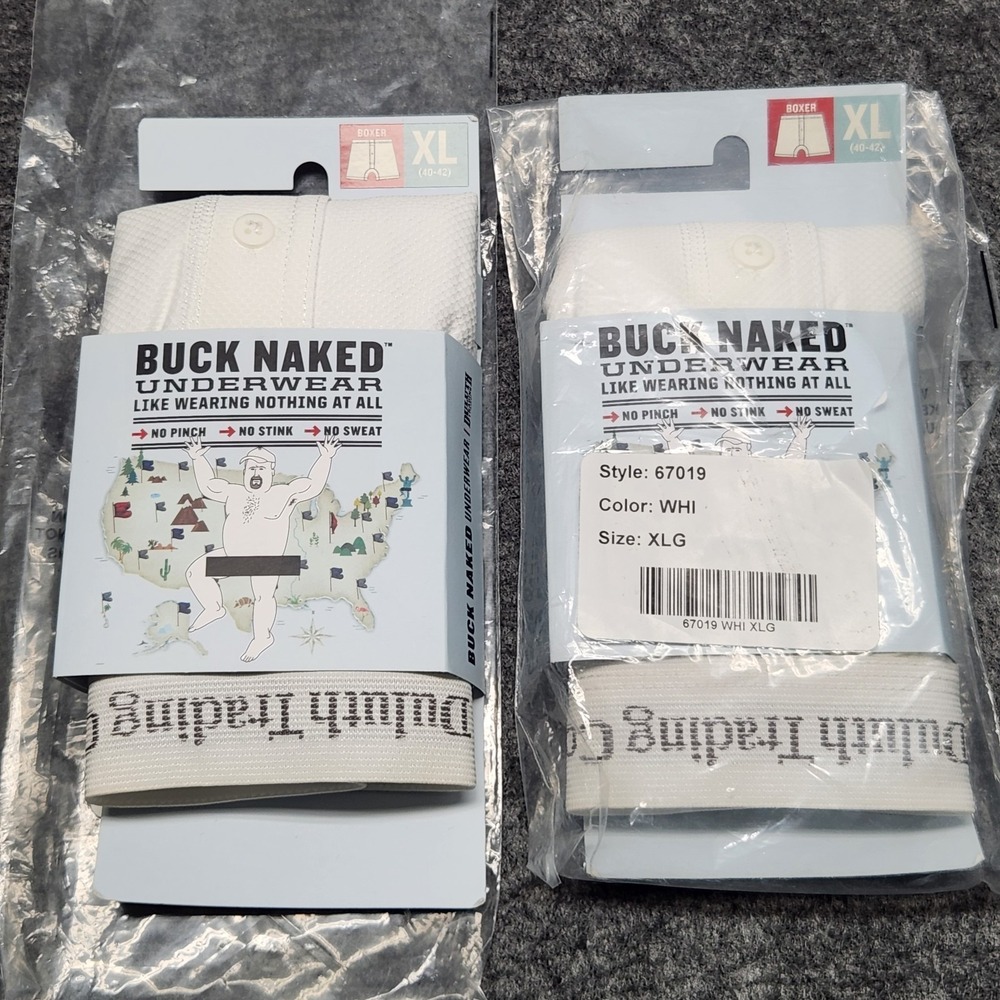 Duluth Trading Mens Buck Naked Boxer Boxers Shorts Underwear White XL NWT Lot 2